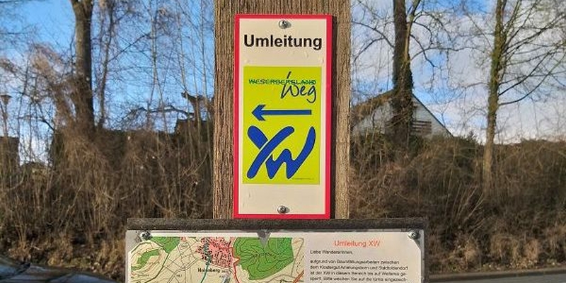 Umleitung auf dem xW Wanderweg in der Samtgemeinde Eschershausen-Stadtoldendorf