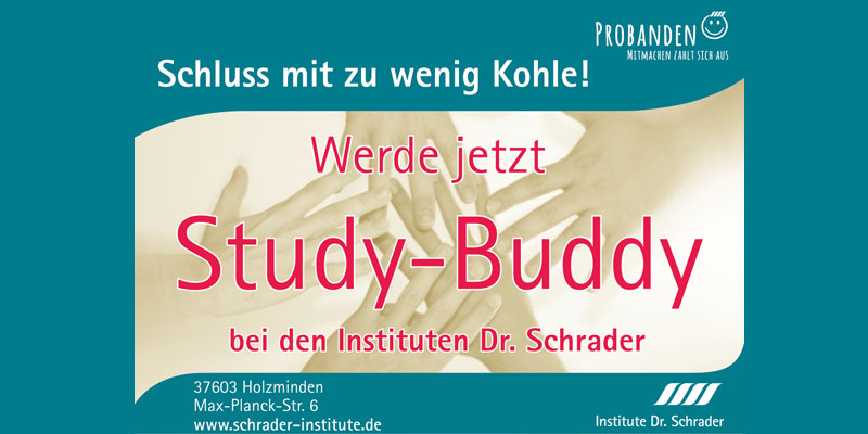 Aufgepasst! Neue Aktion bei den Instituten Dr. Schrader! Werde jetzt Study Buddy!