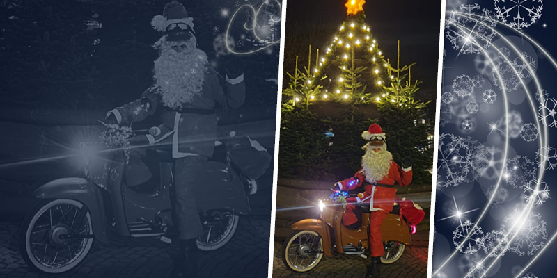 Der Nikolaus durchquert den Landkreis mit dem Moped