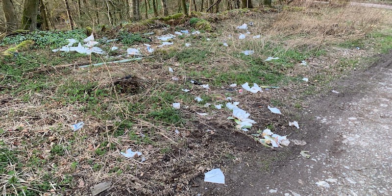 Müll und Autoreifen auf Waldparkplatz illegal entsorgt